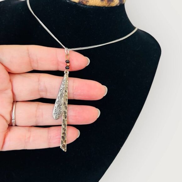 Stainless steel boho pendant & matching 20.” Necklace - Picture 1 of 5